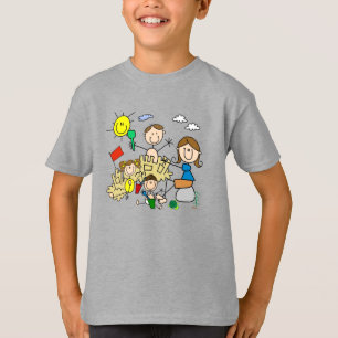 Strichmännchen-Familien-Strand-Spaß T-Shirt