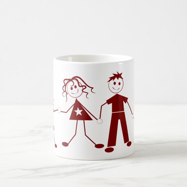 Strichmännchen Family Kaffee Tasse (Mittel)