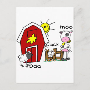 Strichmännchen Farm Animals Tshirts und Geschenke Postkarte