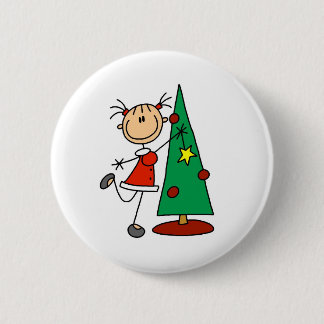 Strichmännchen-Feiertags-Baum Button