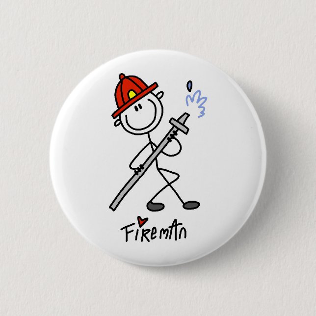 Strichmännchen-Feuerwehrmann Button (Vorderseite)