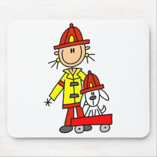 Strichmännchen-Feuerwehrmann mit Dalmatiner Mousepad