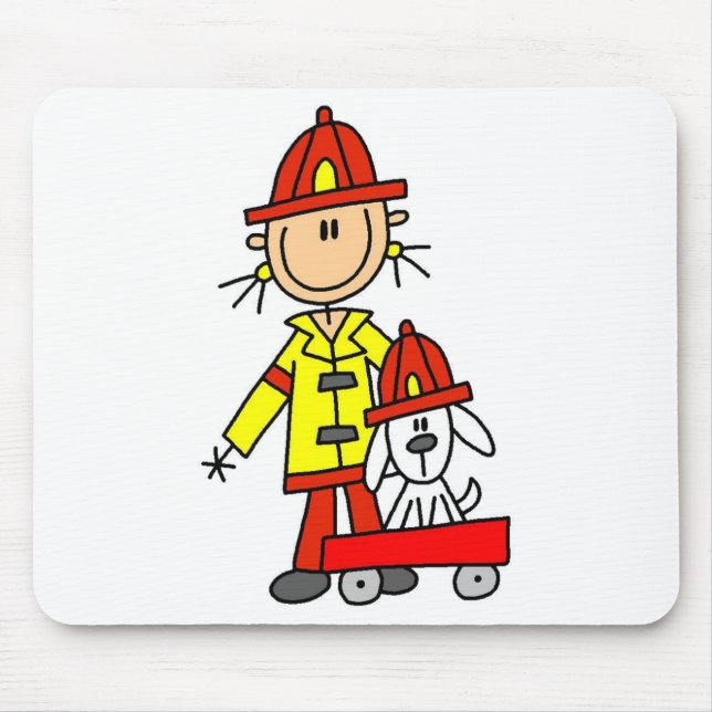 Strichmännchen-Feuerwehrmann mit Dalmatiner Mousepad (Vorne)