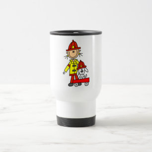 Strichmännchen-Feuerwehrmann mit Dalmatiner Reisebecher
