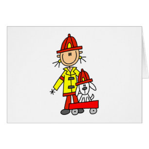 Strichmännchen-Feuerwehrmann mit Dalmation Karten