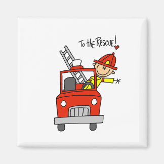Strichmännchen-Feuerwehrmann mit dem Magnet "Motor