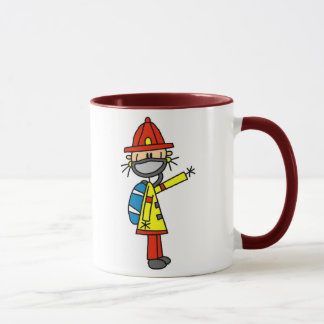 Strichmännchen-Feuerwehrmann mit der Masken-Tasse Tasse