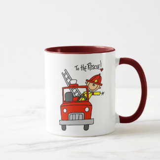 Strichmännchen-Feuerwehrmann mit der Tasse