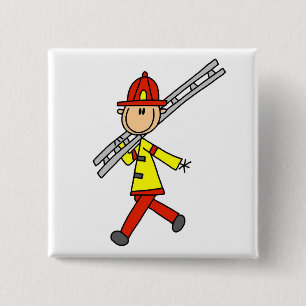 Strichmännchen-Feuerwehrmann mit Leiter Button