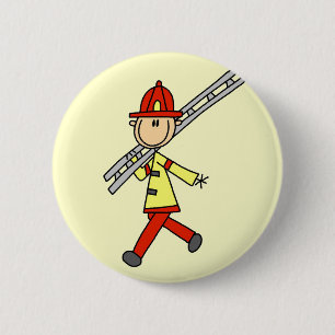 Strichmännchen-Feuerwehrmann mit Leiter Button