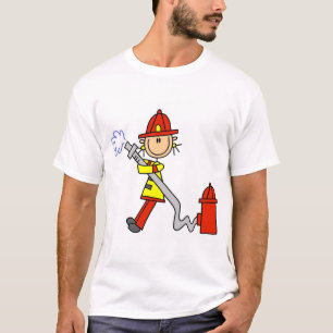 Strichmännchen-Feuerwehrmann mit Schlauch T-Shirt
