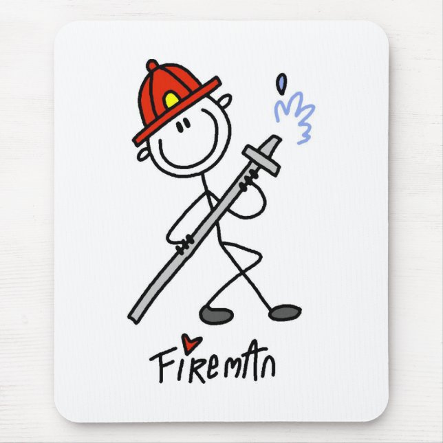 Strichmännchen-Feuerwehrmann Mousepad (Vorne)