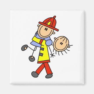 Strichmännchen Feuerwehrmann Rette Leben Magnet