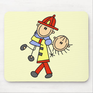 Strichmännchen-Feuerwehrmann rettet Leben Mousepad