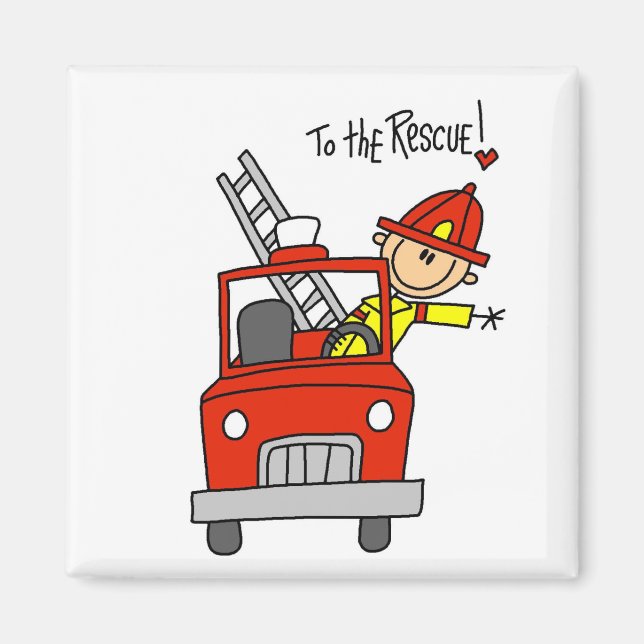 Strichmännchen-Feuerwehrmann zur Rettung Magnet (Vorne)