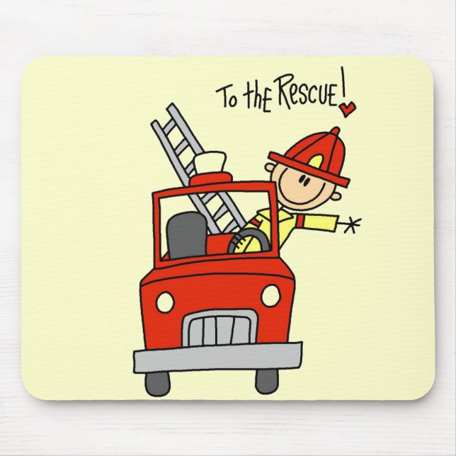 Strichmännchen-Feuerwehrmann zur Rettung Mousepad (Vorne)