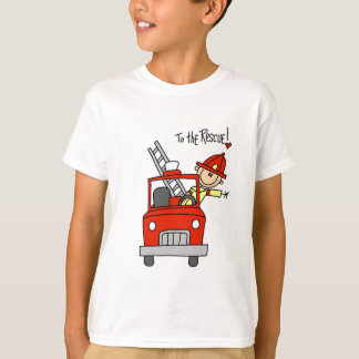 Strichmännchen Feuerwehrmann zur Rettung T-Shirt
