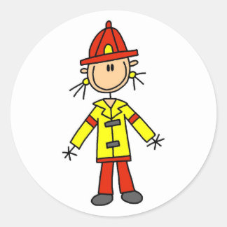Strichmännchen Firefighter-Aufkleber Runder Aufkleber