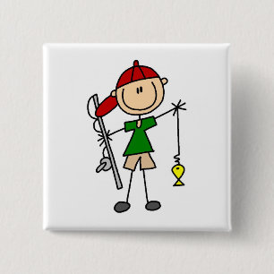 Strichmännchen-Fischen-T-Shirts und Geschenke Button