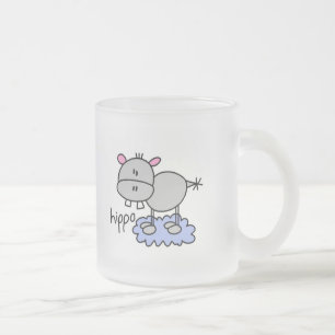 Strichmännchen-Flusspferd-T - Shirts und Geschenk Mattglastasse
