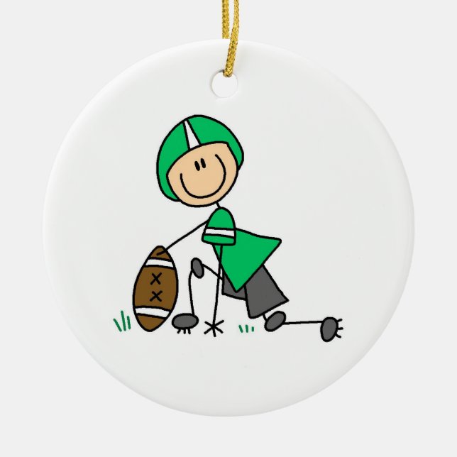 Strichmännchen Football Green Keramikornament (Vorne)