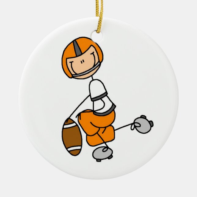 Strichmännchen Football Orange Keramik Ornament (Vorne)