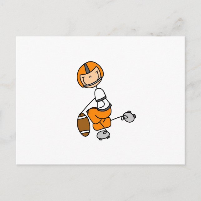 Strichmännchen Football Orange Postkarte (Vorderseite)