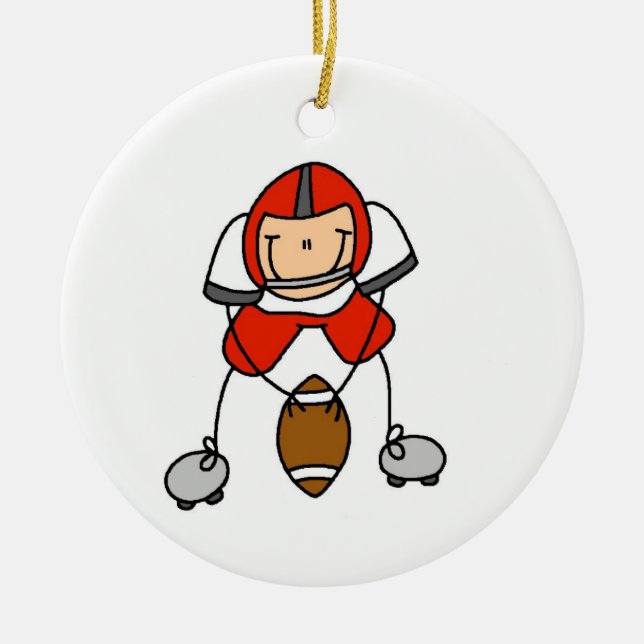 Strichmännchen Football Red Keramik Ornament (Vorne)