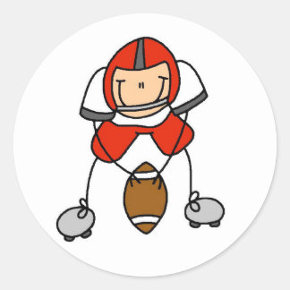 Strichmännchen Football Red Runder Aufkleber