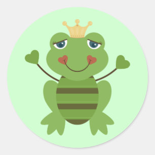 Strichmännchen Frog Prince Runder Aufkleber