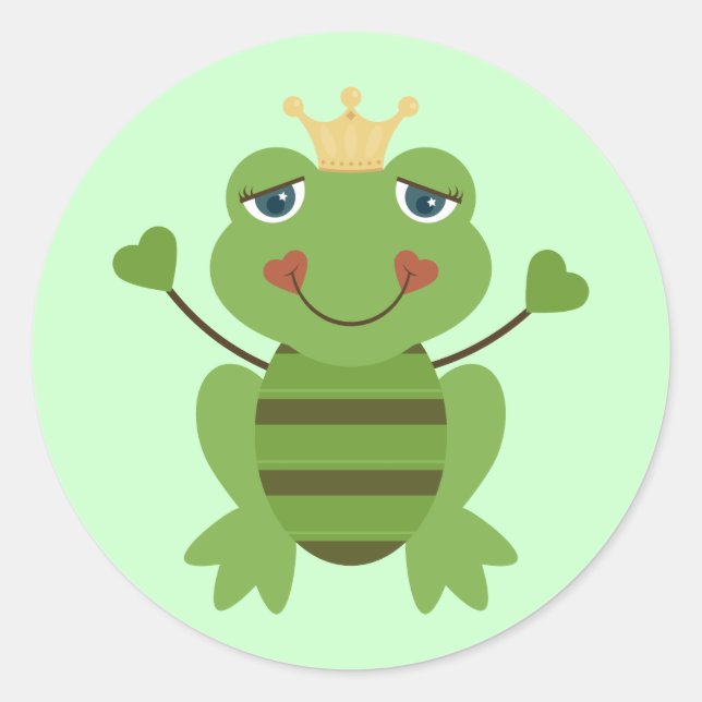 Strichmännchen Frog Prince Runder Aufkleber (Vorderseite)