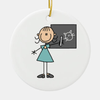 Strichmännchen Girl at Chalk Keramikornament