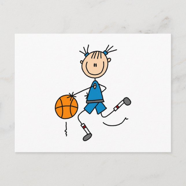 Strichmännchen Girl Basketball Basketball Spielert Postkarte (Vorderseite)