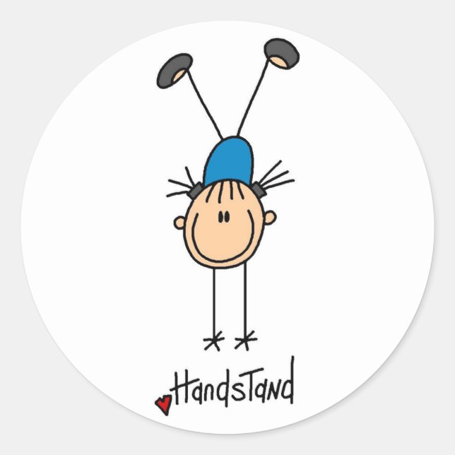 Strichmännchen Girl Doing Handständer Stickers (Vorderseite)