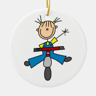 Strichmännchen Girl Driving a Scooter Keramikornament