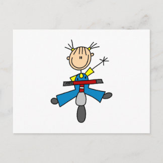 Strichmännchen Girl Driving a Scooter Postkarte