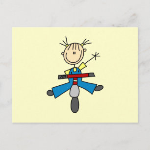 Strichmännchen Girl Driving a Scooter Postkarte