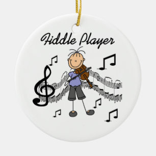 Strichmännchen Girl Fiddle Player Tshirts und Gesc Keramikornament