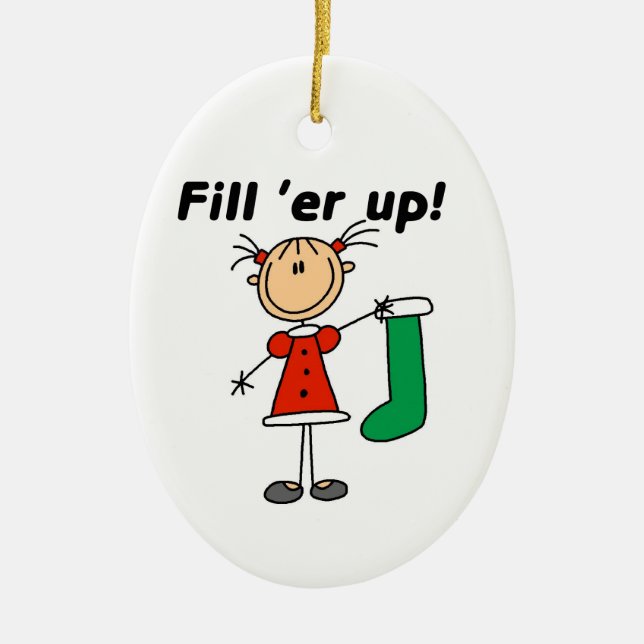 Strichmännchen Girl Fill 'er Up Ornament (Vorne)