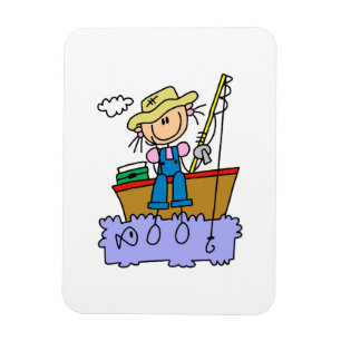 Strichmännchen Girl Fishing Magnet