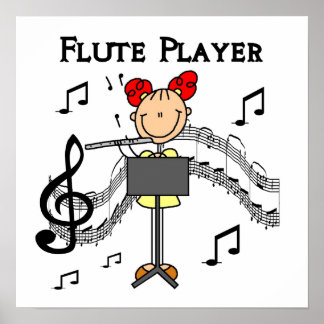 Strichmännchen Girl Flute Player Tshirts und Gesch Poster