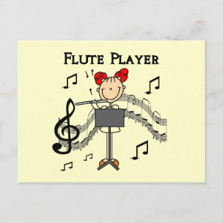Strichmännchen Girl Flute Player Tshirts und Gesch Postkarte