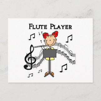 Strichmännchen Girl Flute Player Tshirts und Gesch Postkarte