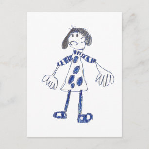 Strichmännchen Girl Frage für Hug Postkarte