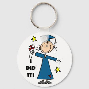 Strichmännchen Girl Graduate T - Shirt und Geschen Schlüsselanhänger