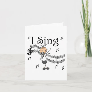 Strichmännchen Girl I Sing T - Shirt und Geschenke Karte