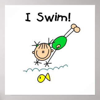 Strichmännchen Girl I Swim Poster
