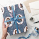 Strichmännchen Girl in Sneakers auf blauem Denim Geschenkpapier (Gifting)
