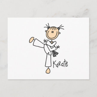 Strichmännchen Girl Karate T - Shirt und Geschenke Postkarte