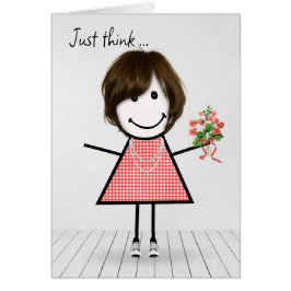 Strichmännchen Girl mit Birthday Bouquet